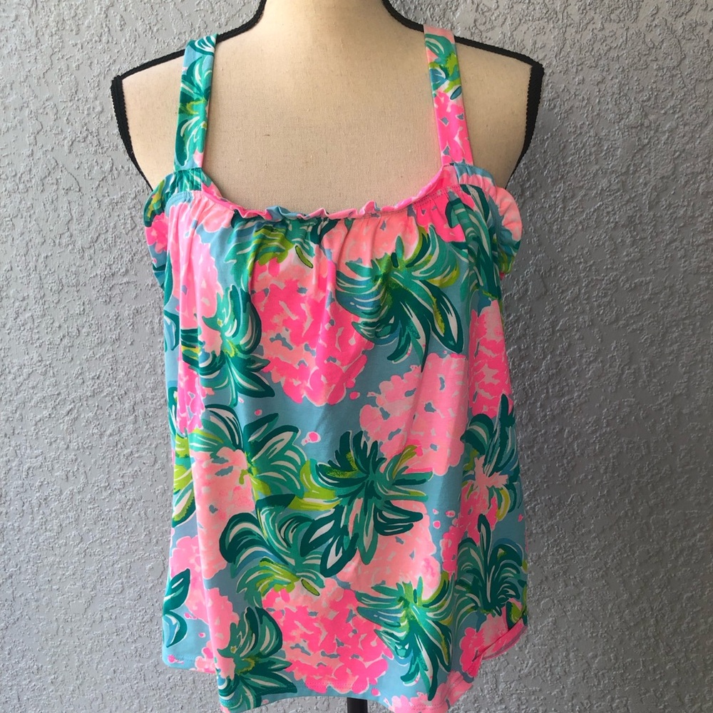 Lilly Pulitzer Pink and Green Floral Top
